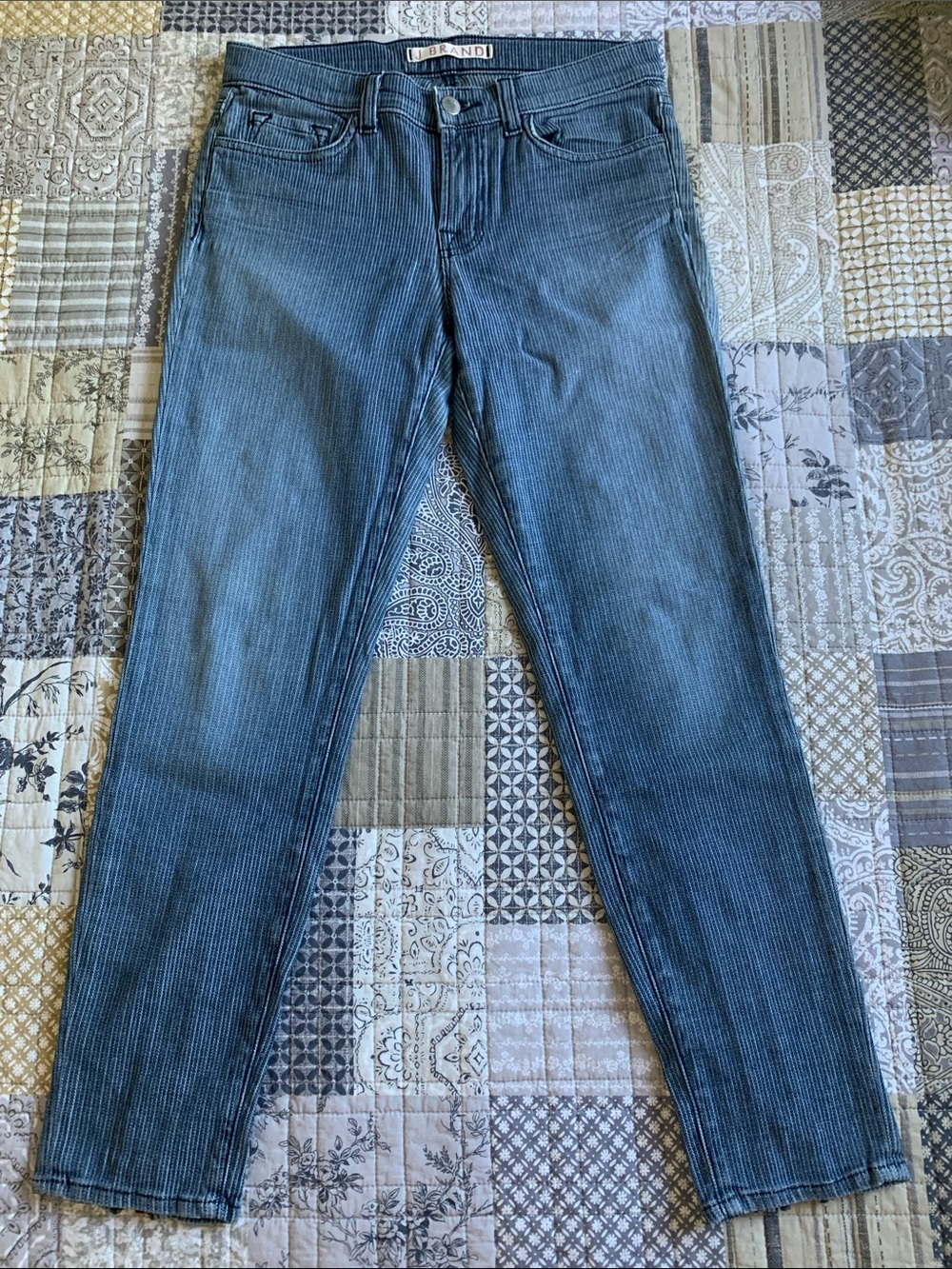J Brand Cass Railroad Stripe  Zipper Crop Pant